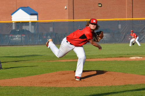 Heritage senior ace Brent Smith struggled in the first but settled down exiting the game after five innings with a 5-4 lead. Full photo gallery by Kaitlyn Mason!