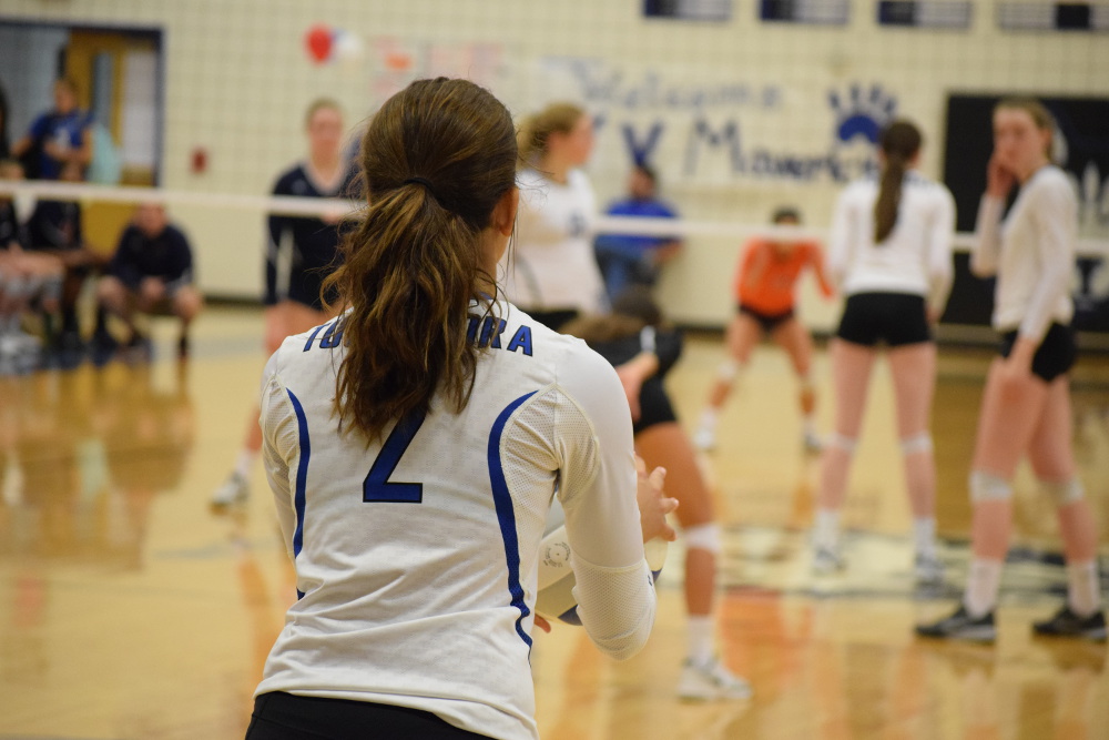 Tuscarora senior setter Vanessa Marinelli led the Lady Huskies to a first set win over the Lady Falcons before dropping three in a row to Briar Woods. Full photo gallery by Owen Gotimer!