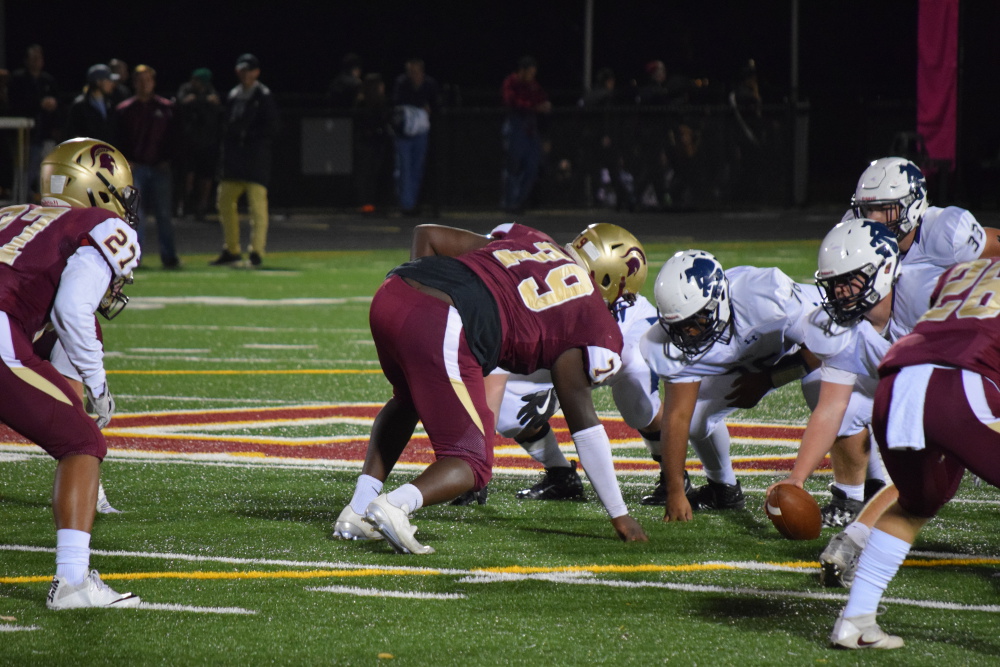 Broad Run senior defensive end Erik Davenport led a Spartan defense which did not allow a Stone Bridge score for the game's final 43 minutes. Full photo gallery by Drew Woodford and Owen Gotimer!